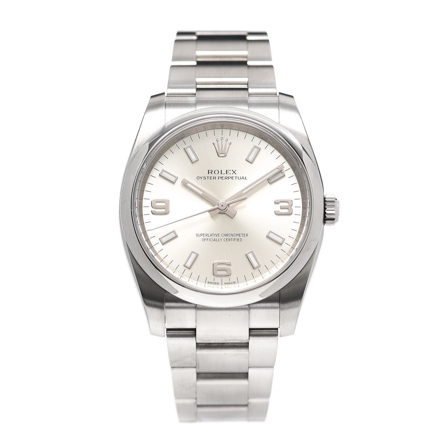Stainless Steel 34mm Oyster Perpetual Watch Silver 114200