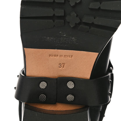 Valentino Garavani Calfskin Crackled Lambskin Rockstud Spike 20mm Biker Boots 37 Black 10 of 12