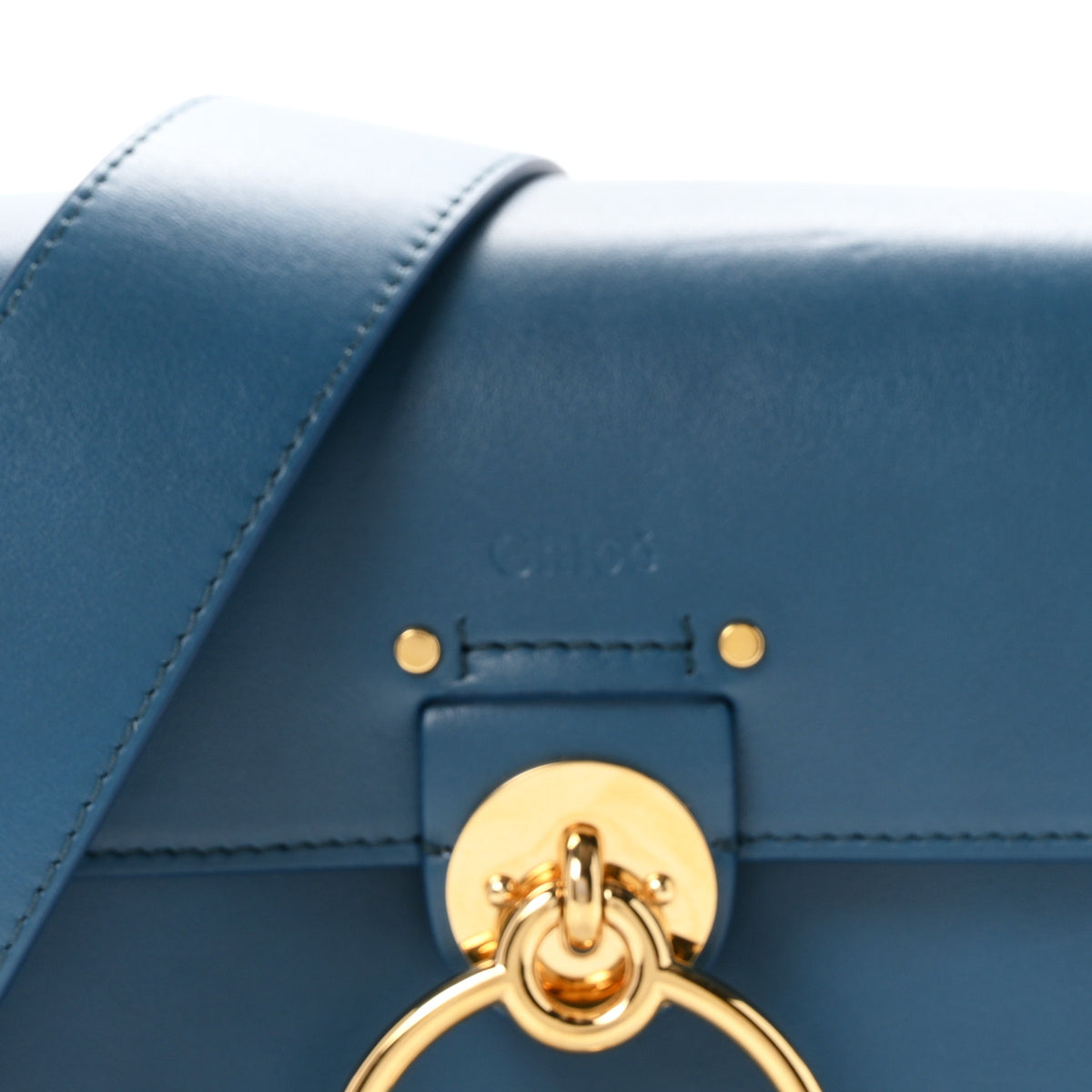 Chloe Calfskin Suede Small Tess Bag Vinyl Blue 8 of 10