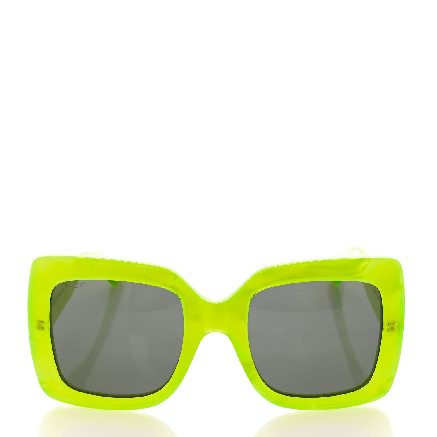 Gucci Acetate Square Frame Sunglasses GG0083S Neon Green 2 of 9