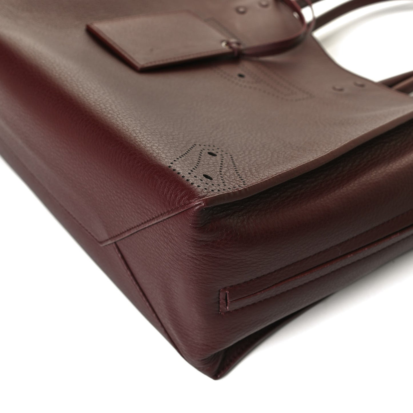 Calfskin Blackout Hardware Perforated Papier B4 Tote Burgundy
