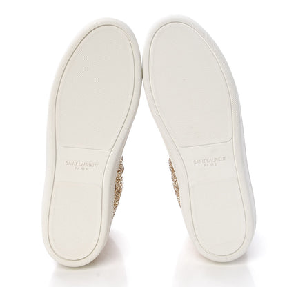 Saint Laurent Nappa Glitter Court Classic SL/14H High Top Sneakers 36.5 Platino 7 of 11