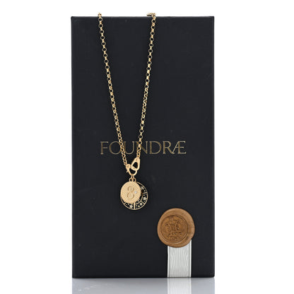 Foundrae 18K Yellow Gold Diamond Enamel Medium Belcher Sister Hook Chain Karma Resilience Medallion Necklace 6 of 6