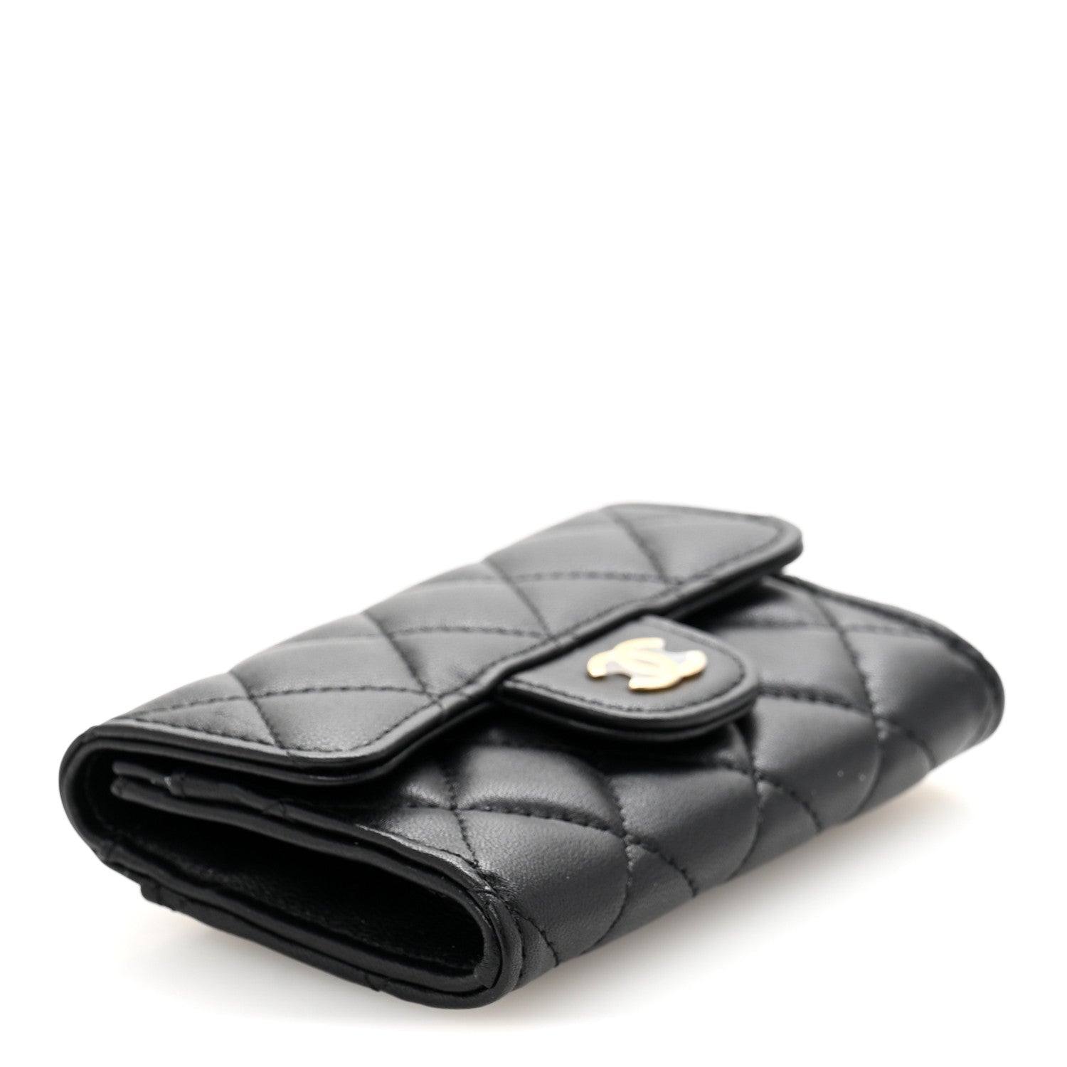 Chanel Lambskin Quilted Flap Card Holder Wallet Black 4 of 10