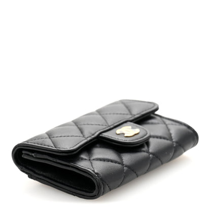 Chanel Lambskin Quilted Flap Card Holder Wallet Black 4 of 10