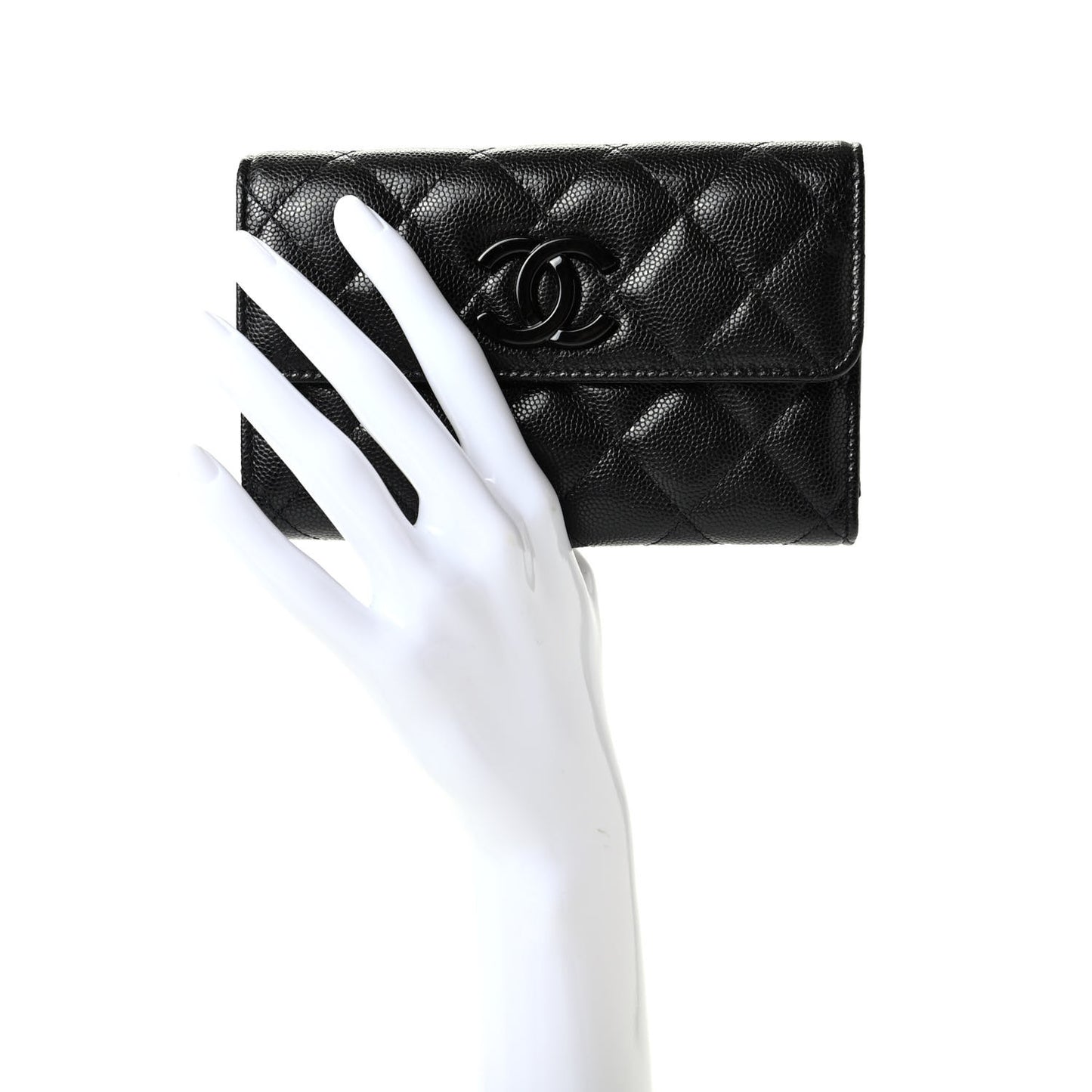 Caviar Quilted My Everything Flap Wallet Black