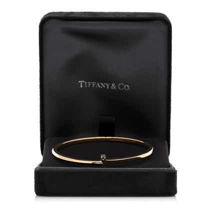 Tiffany 18K Yellow Gold Narrow T T1 Hinged Bangle Bracelet 4 of 4