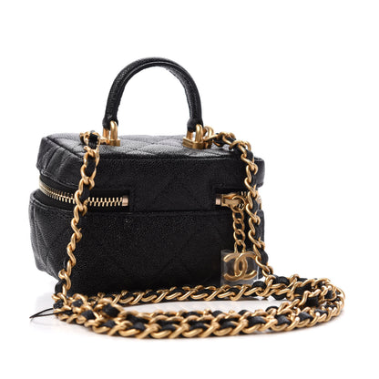 Chanel Caviar Quilted Mini Top Handle Vanity With Chain Black 3 of 10