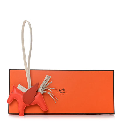 Hermes Milo Lambskin Grigri Rodeo Pegase Horse Bag Charm PM Orange Poppy Craie Terre Battue 5 of 5