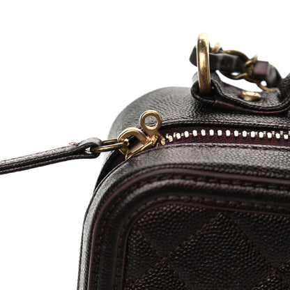 Chanel Iridescent Caviar Quilted Medium CC Filigree Vanity Case Burgundy 14 of 14