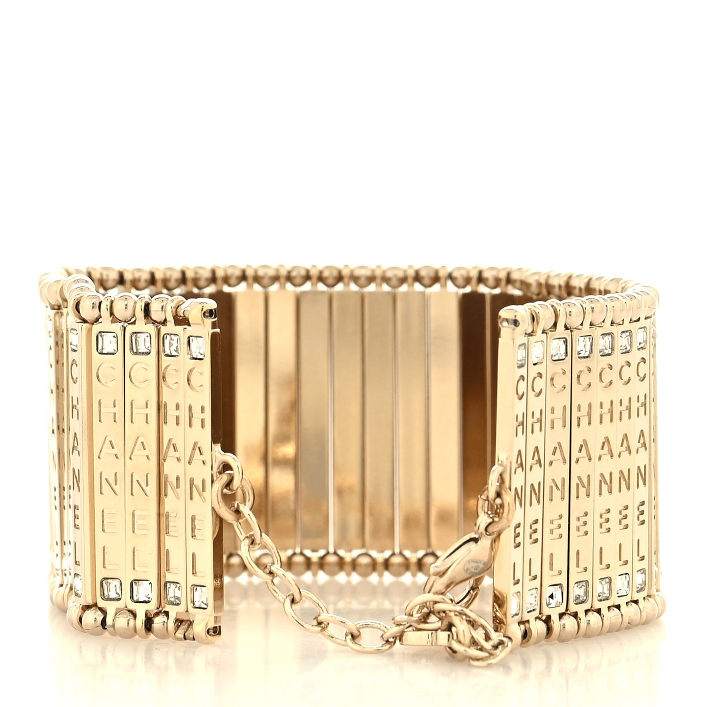 Crystal CC Wide Link Bracelet Gold Silver