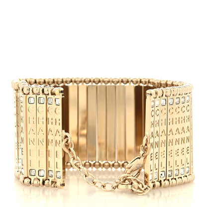 Chanel Crystal CC Wide Link Bracelet Gold Silver 3 of 5