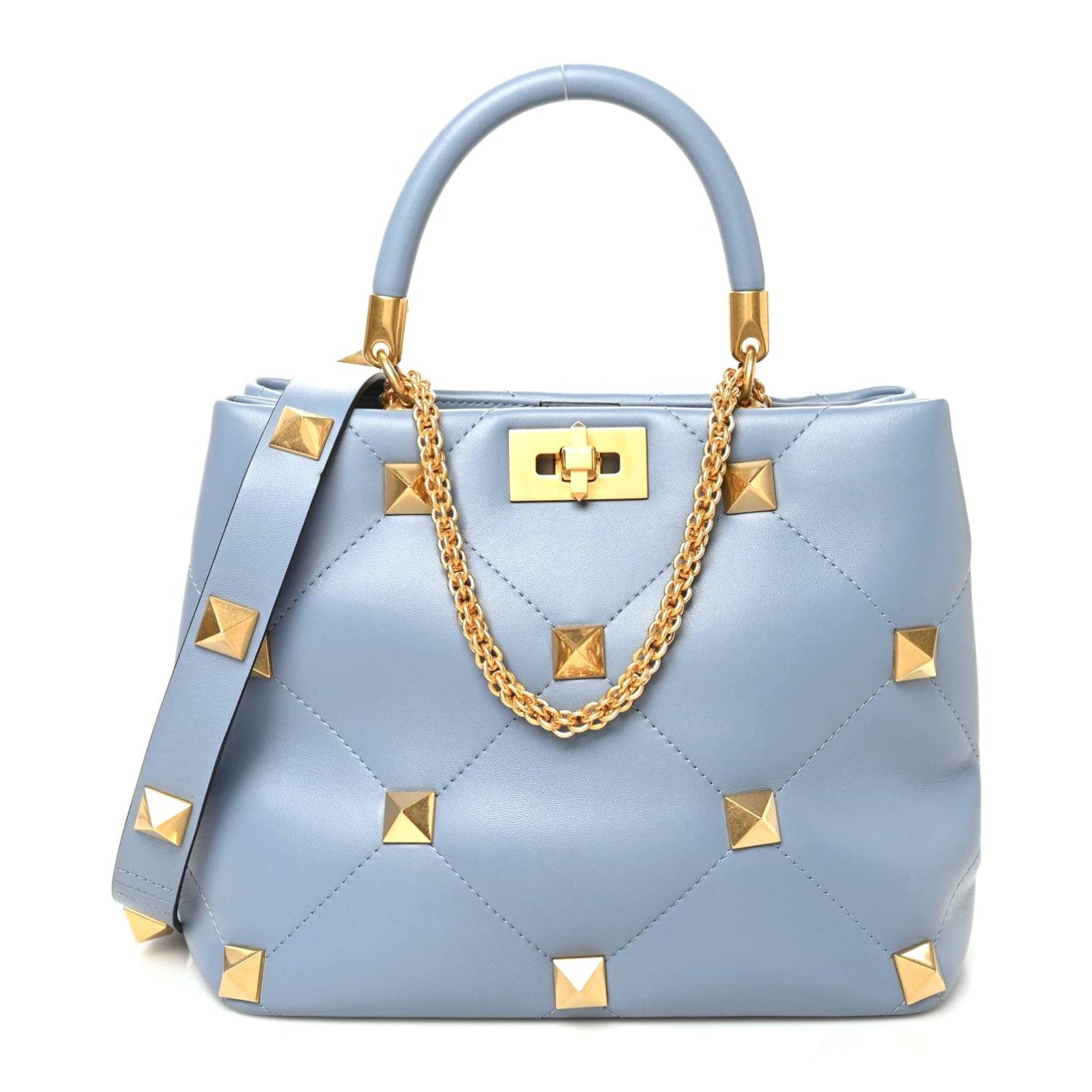 Valentino Garavani Nappa Roman Stud The Handle Bag Niagara 1 of 8