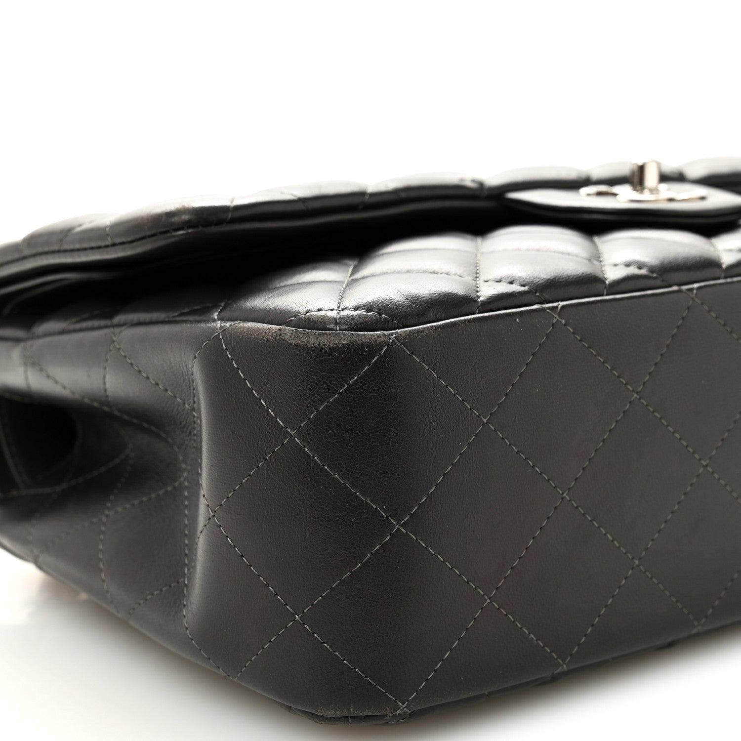 Chanel Lambskin Quilted Jumbo Double Flap Dark Grey 9 of 10