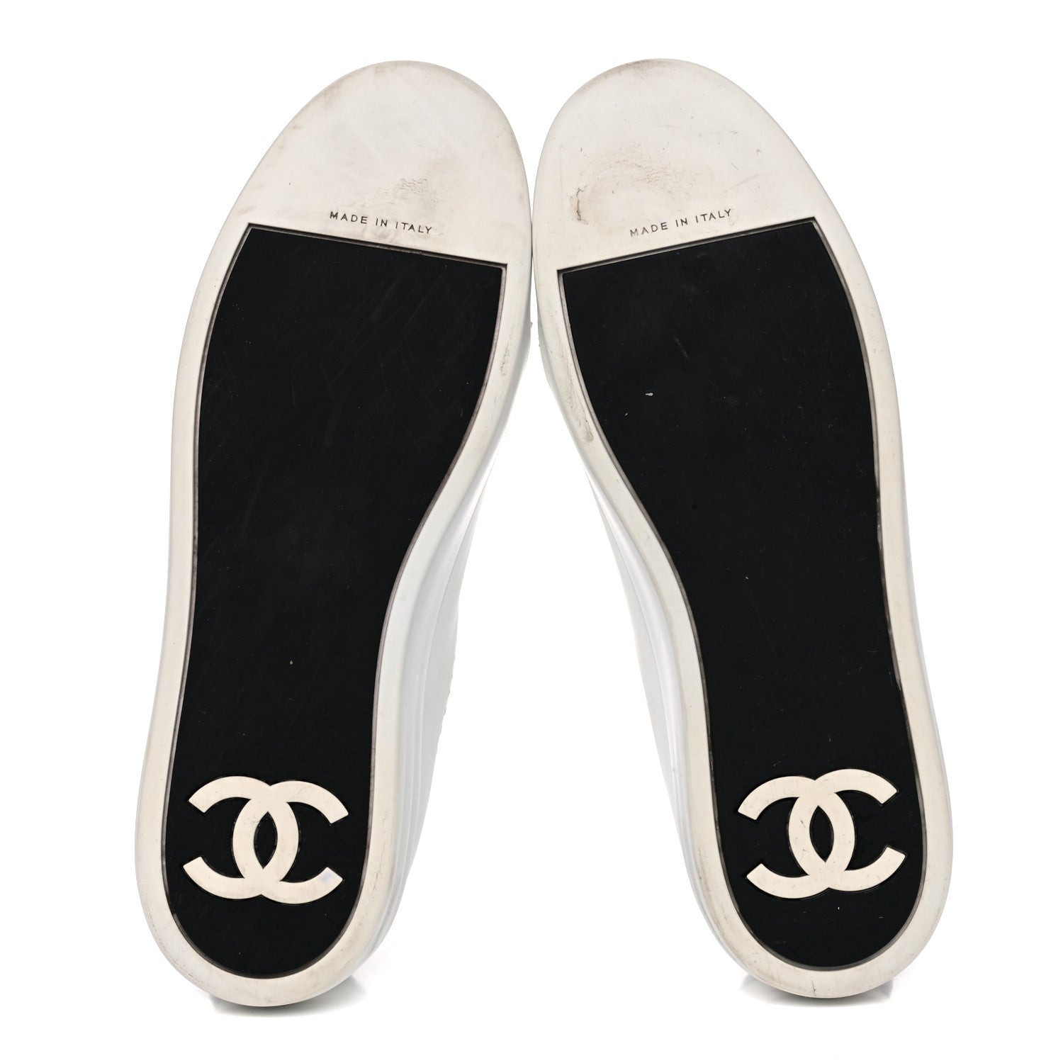 Chanel Calfskin Womens CC Sneakers 39.5 Black White 5 of 16