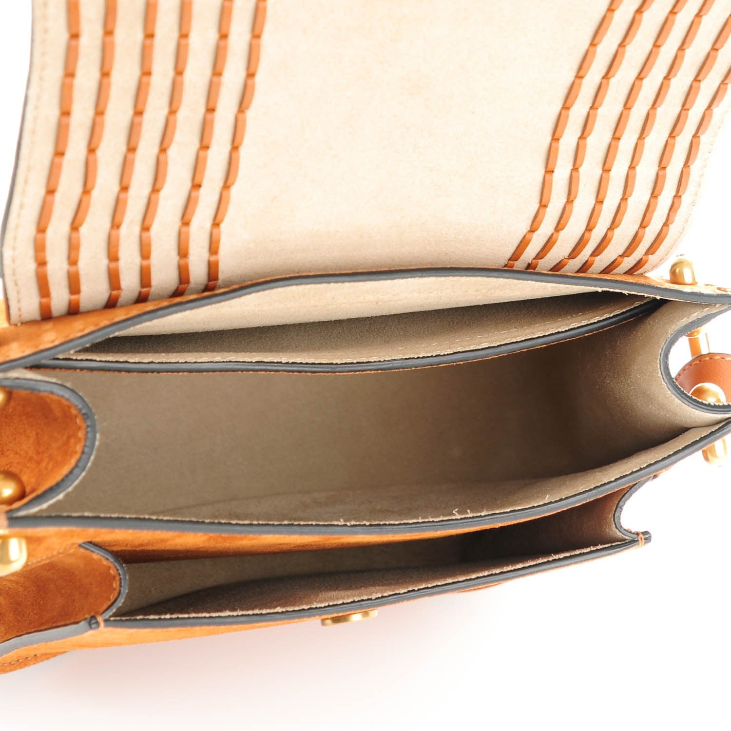 Chloe Suede Calfskin Braided Small Hudson Shoulder Bag Caramel 5 of 7
