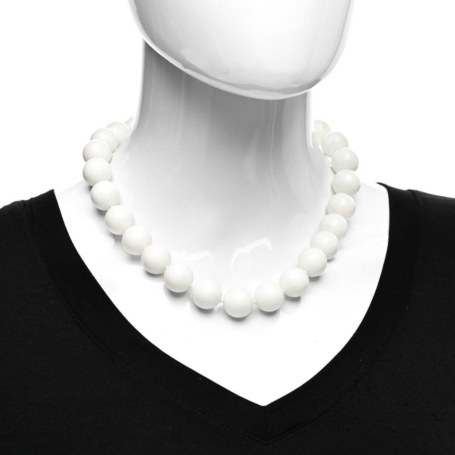 Tiffany Sterling Silver White Agate 16mm Paloma Picasso Bead Necklace 2 of 4