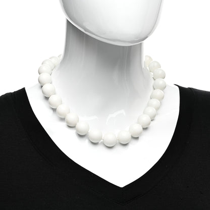 Tiffany Sterling Silver White Agate 16mm Paloma Picasso Bead Necklace 2 of 4