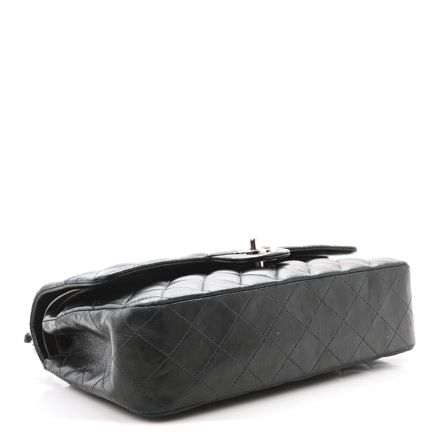Lambskin Quilted Medium Double Flap Black