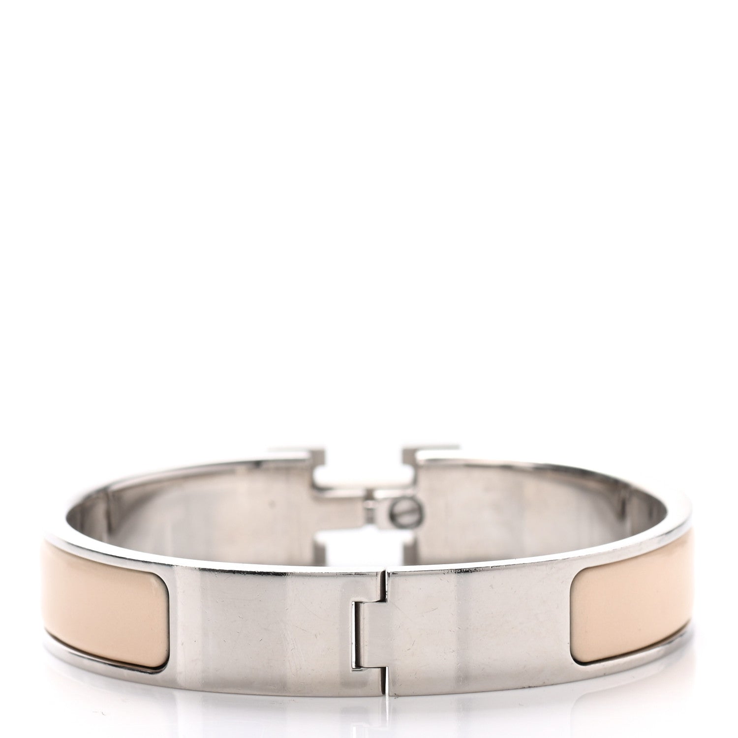 Hermes Narrow Enamel Clic Clac H Bracelet PM Beige Nacre 3 of 5