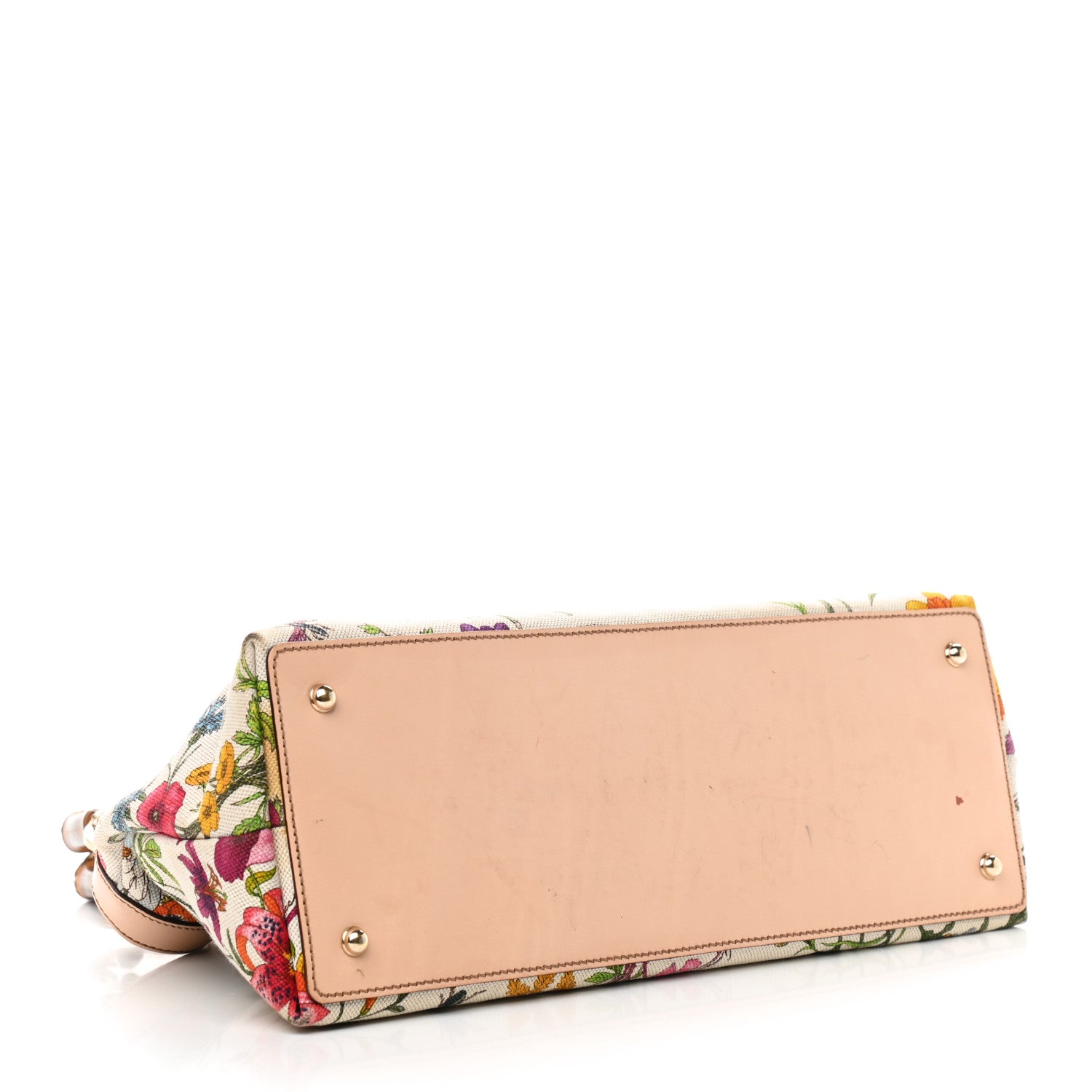 Gucci Canvas Floral Flora Bamboo Handle Bag 4 of 15