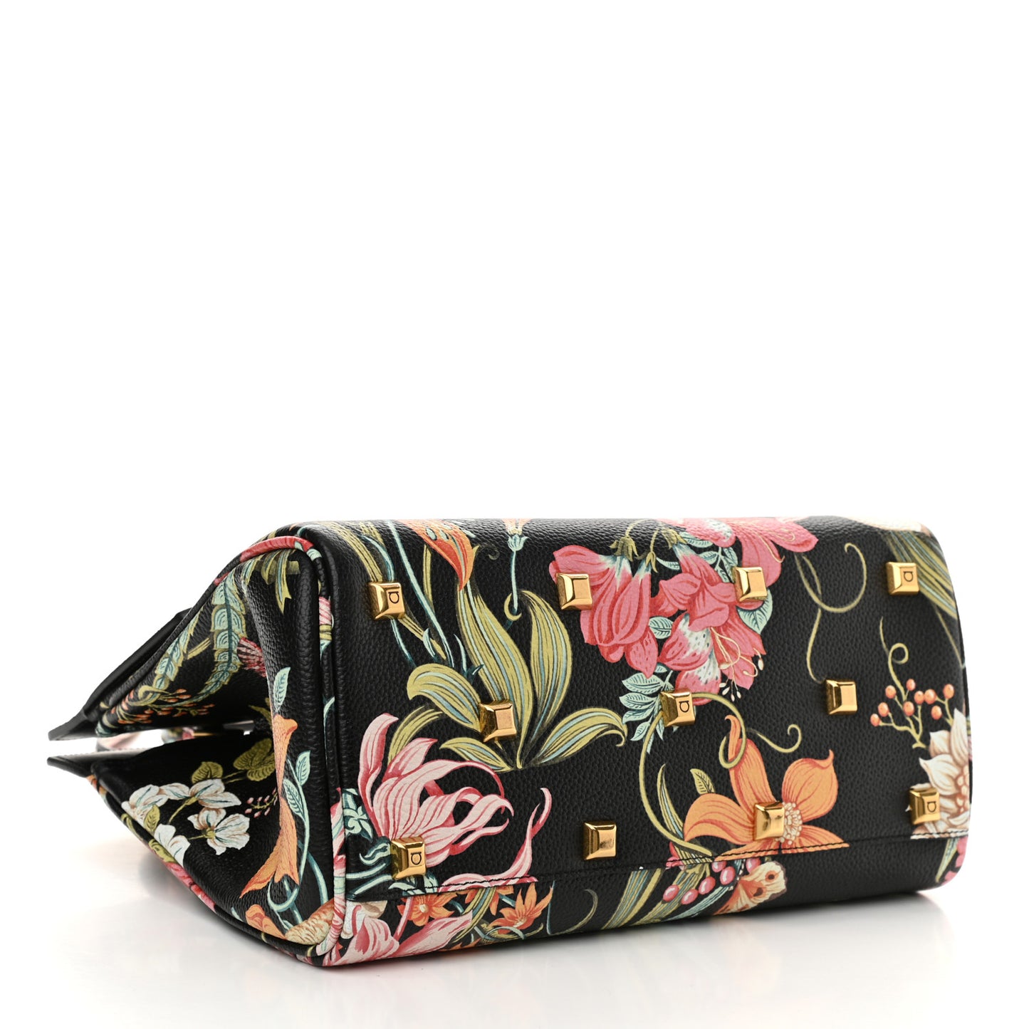 Calfskin Floral Print The Studio Bag Black Multicolor