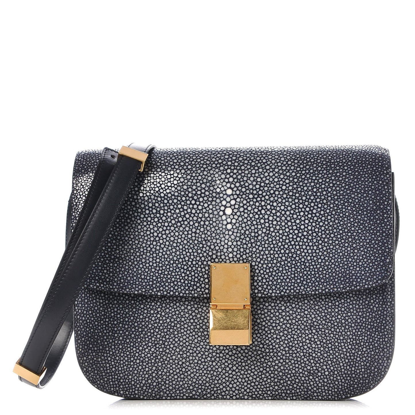 Stingray Medium Classic Box Flap Bag Navy