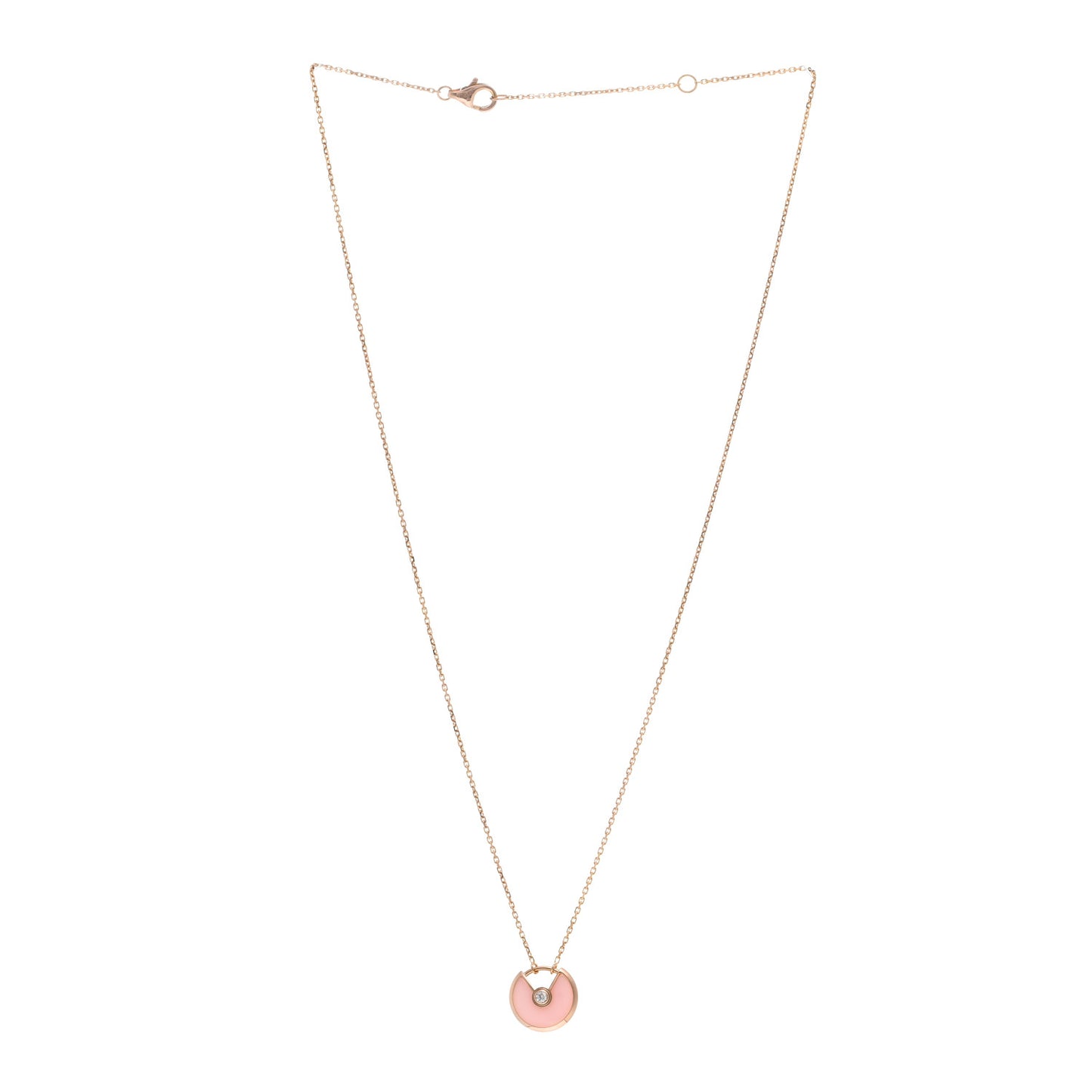 18K Pink Gold Diamond Pink Opal XS Amulette de Cartier Pendant Necklace