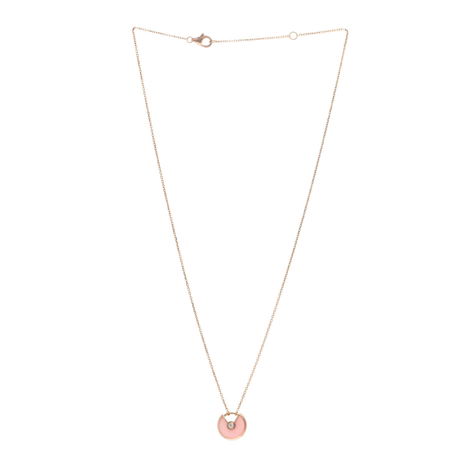 Cartier 18K Pink Gold Diamond Pink Opal XS Amulette de Cartier Pendant Necklace 3 of 5