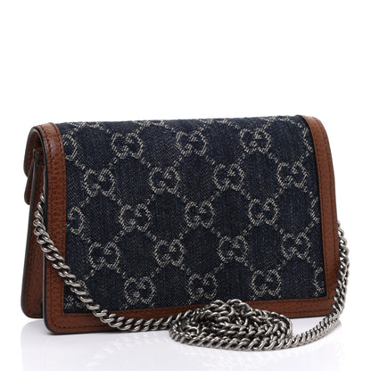 Gucci New Denim GG Monogram Dollar Calfskin Enamel Super Mini Dionysus Shoulder Bag Blue Tea Cuir Epilog Electric Blue 3 of 10