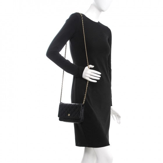 Caviar Quilted Wallet On Chain WOC Black