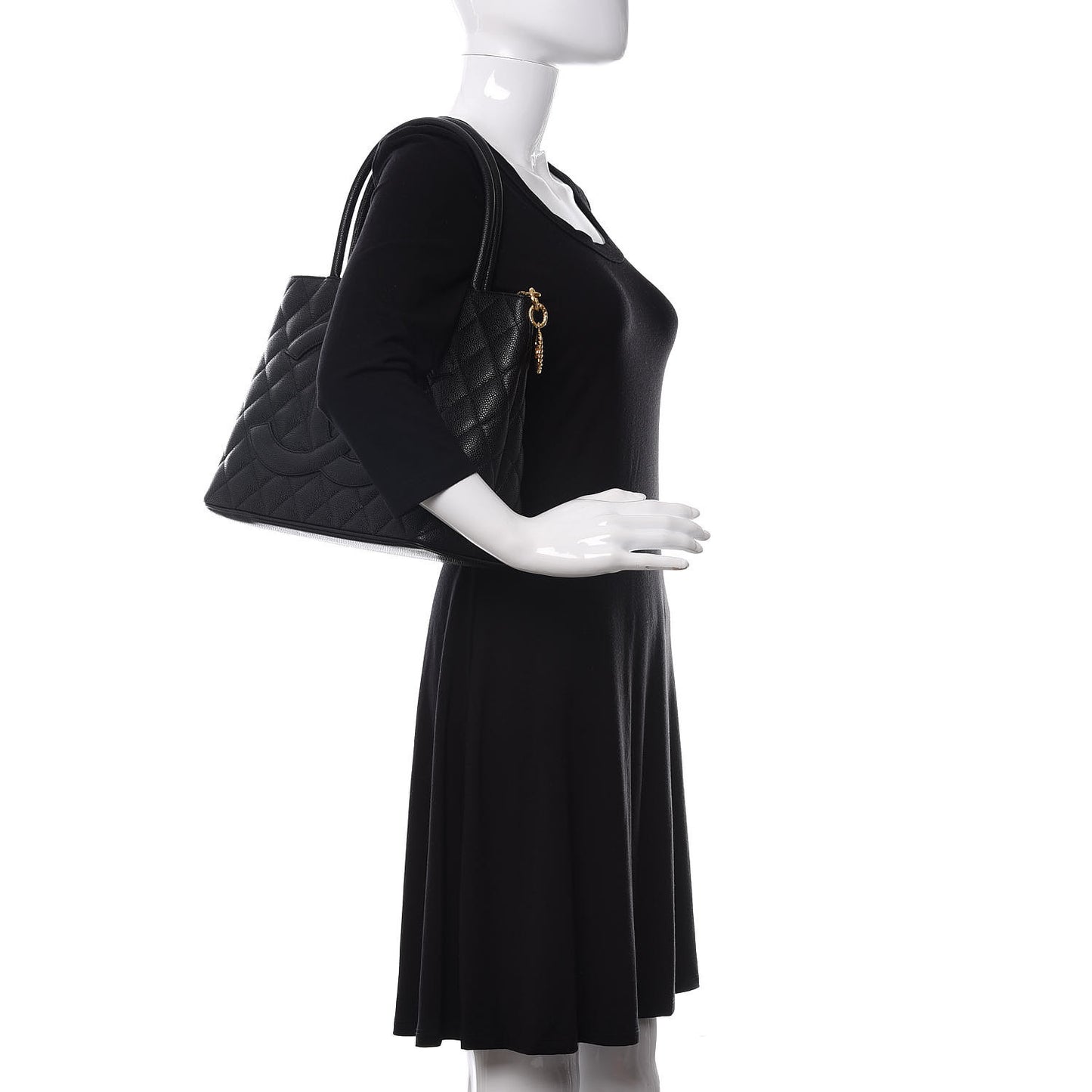 Caviar Quilted Medallion Tote Black