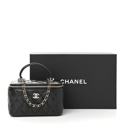 Chanel Lambskin Quilted Small Top Handle Vanity Case With Chain Black 12 of 12