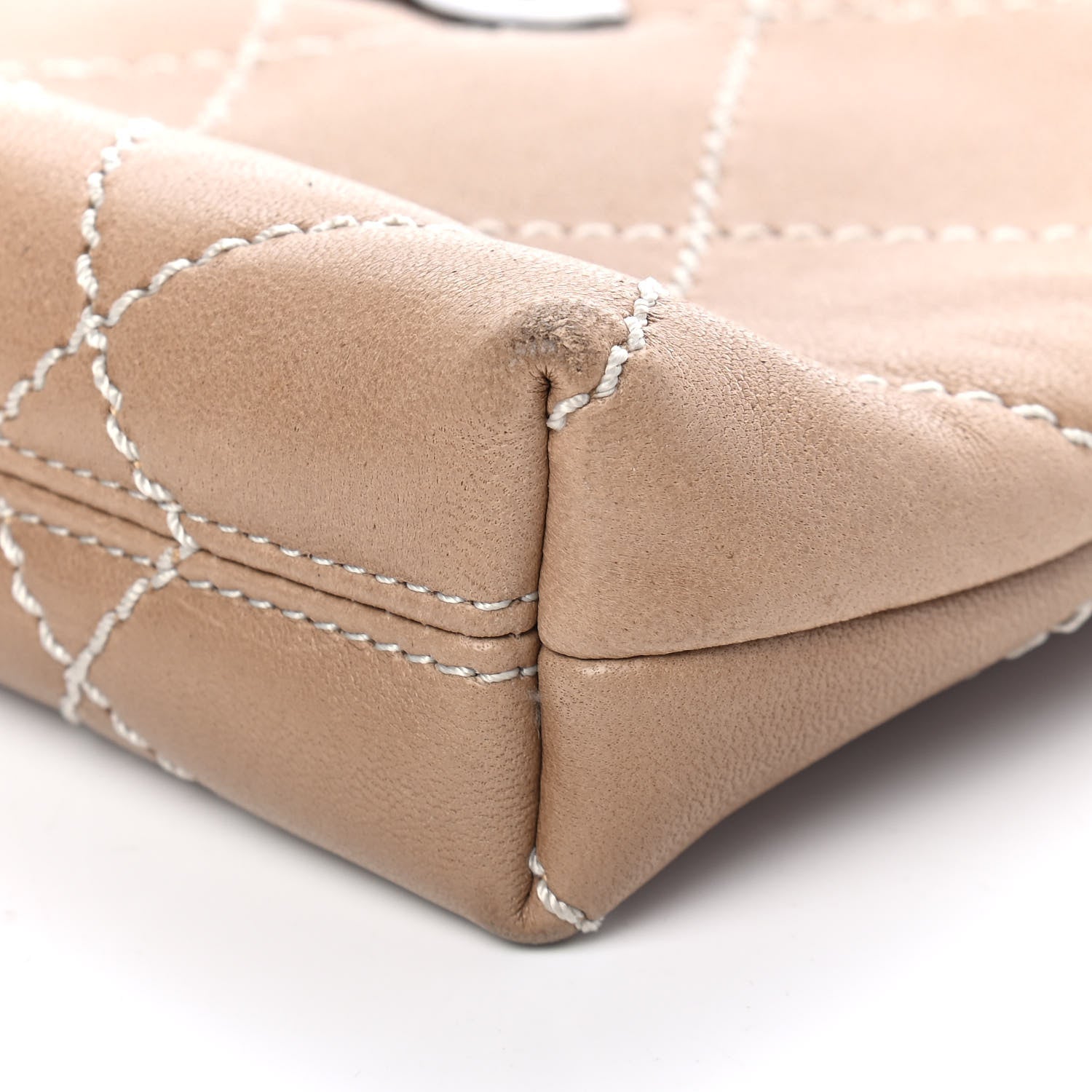 Chanel Lambskin Surpique Stitch Pochette Beige 6 of 9