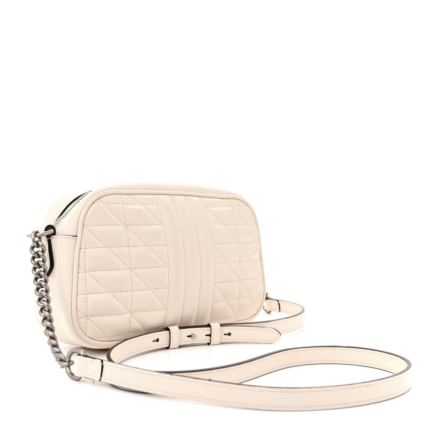 Calfskin Matelasse Aria Small GG Marmont Chain Shoulder Bag Mystic White