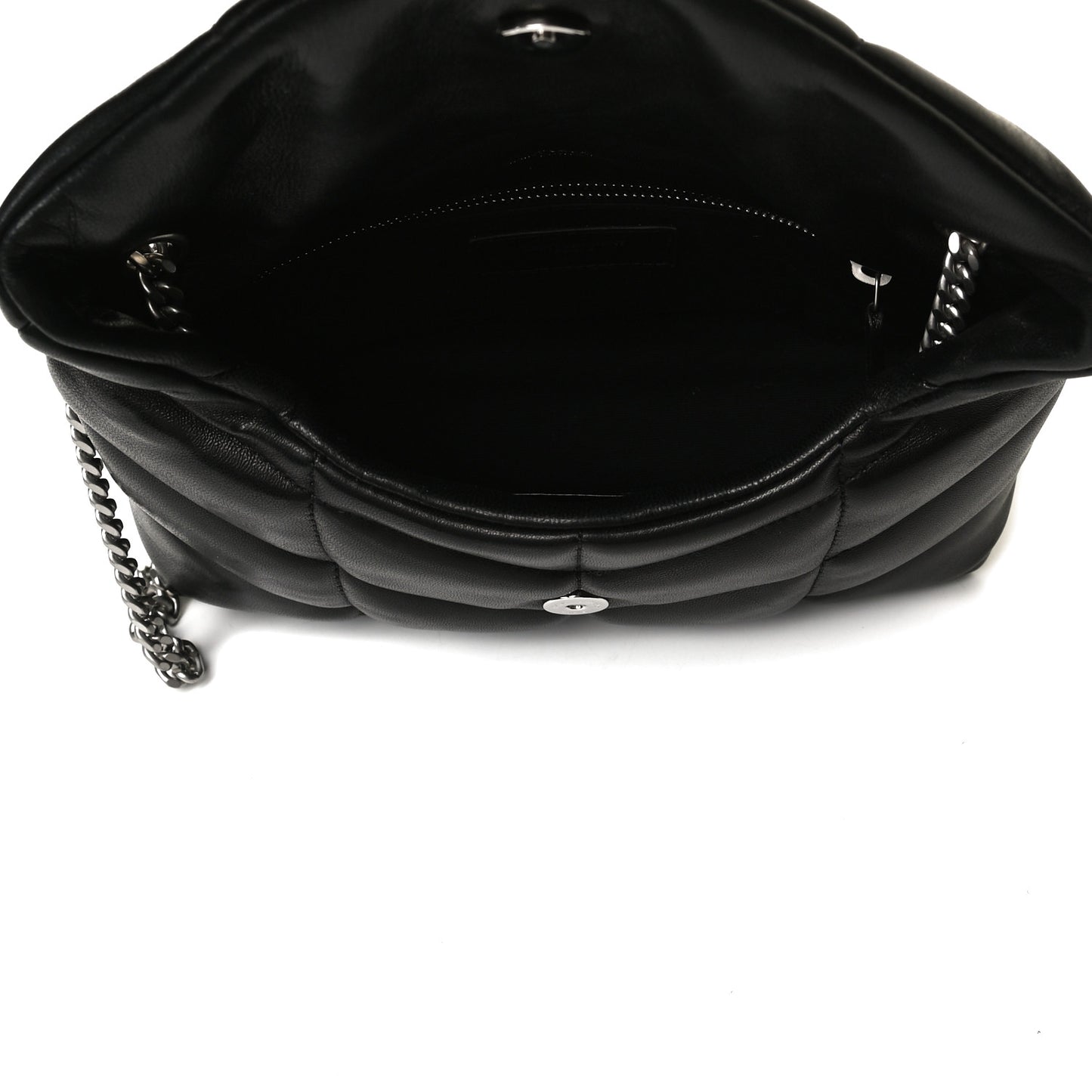 Lambskin Quilted Toy Loulou Puffer Monogram Chain Satchel Black