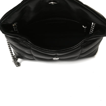 Saint Laurent Lambskin Quilted Toy Loulou Puffer Monogram Chain Satchel Black 4 of 17