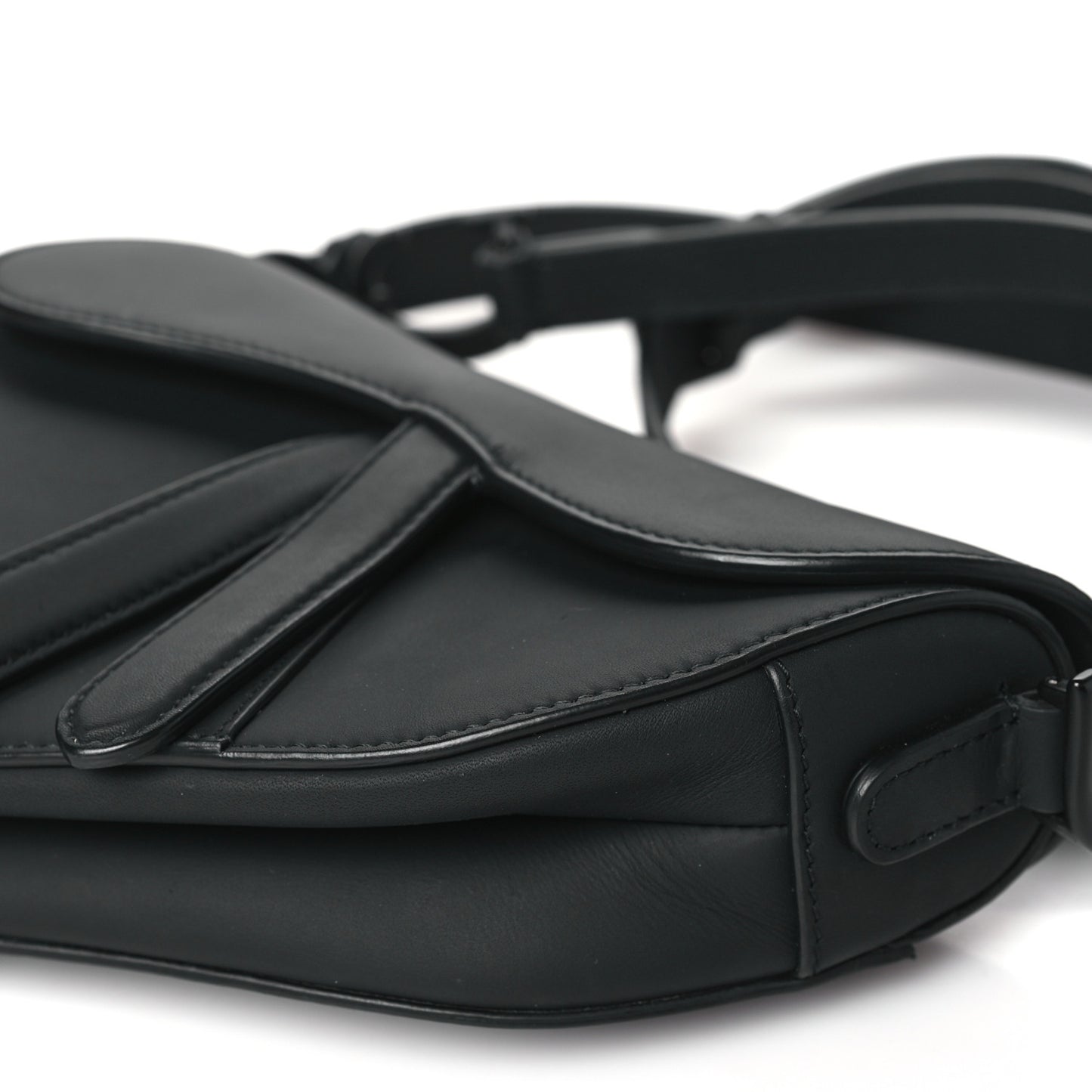 Ultra Matte Calfskin Mini Saddle Bag With Strap Black
