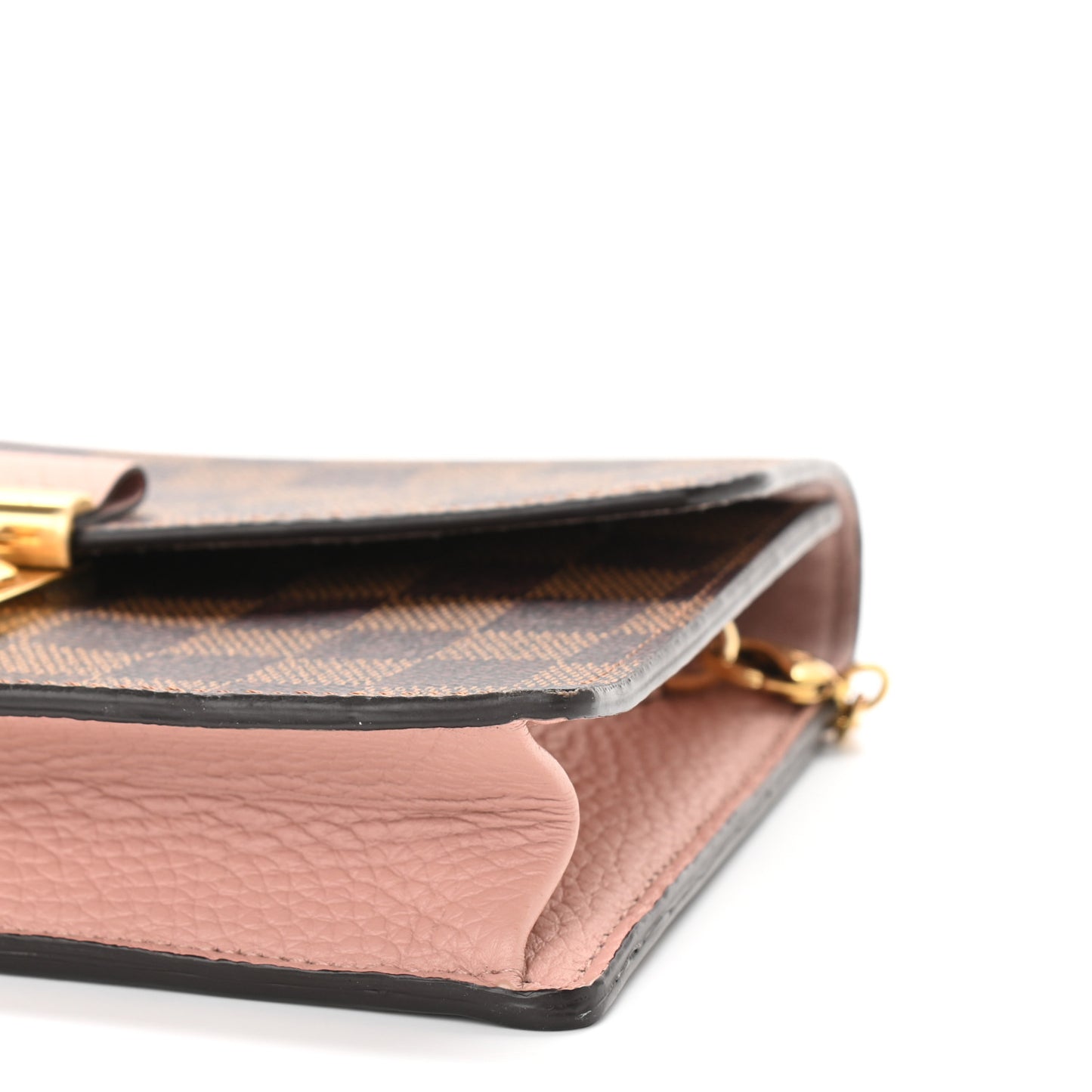 Damier Ebene Croisette Chain Wallet Magnolia