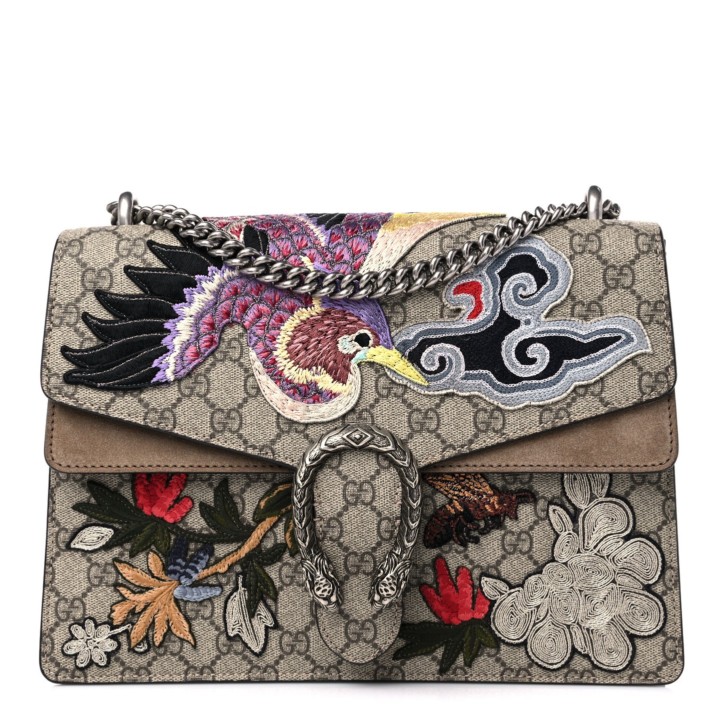 GG Supreme Monogram Embroidered Medium Dionysus Shoulder Bag Taupe