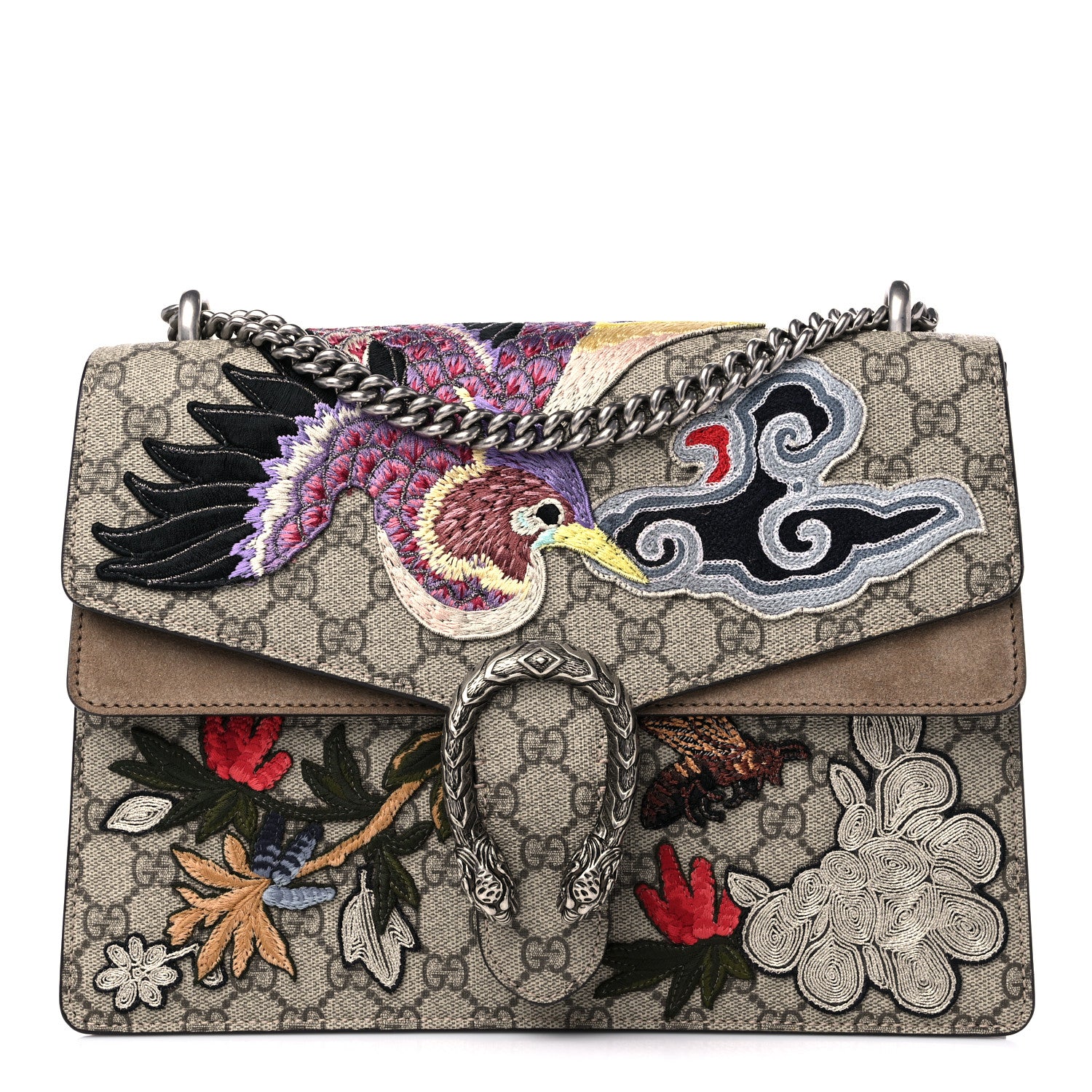 Gucci GG Supreme Monogram Embroidered Medium Dionysus Shoulder Bag Taupe 1 of 10