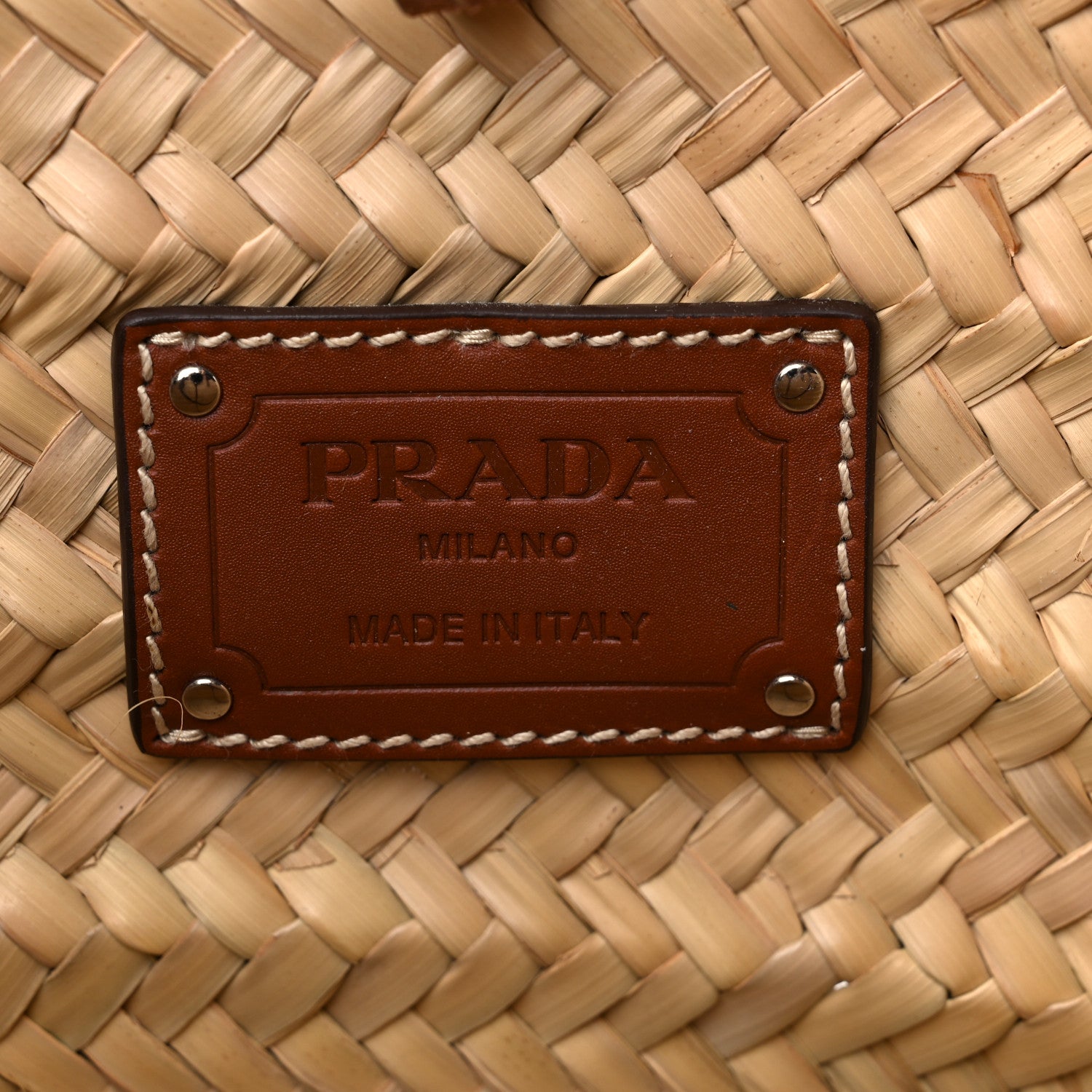Prada Palmitto Vitello Woven Braided Large Basket Tote Bag Naturale Cognac 6 of 8