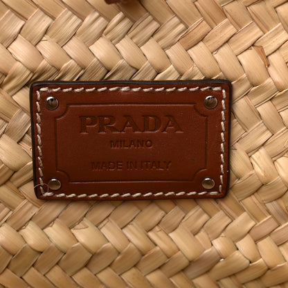 Prada Palmitto Vitello Woven Braided Large Basket Tote Bag Naturale Cognac 6 of 8