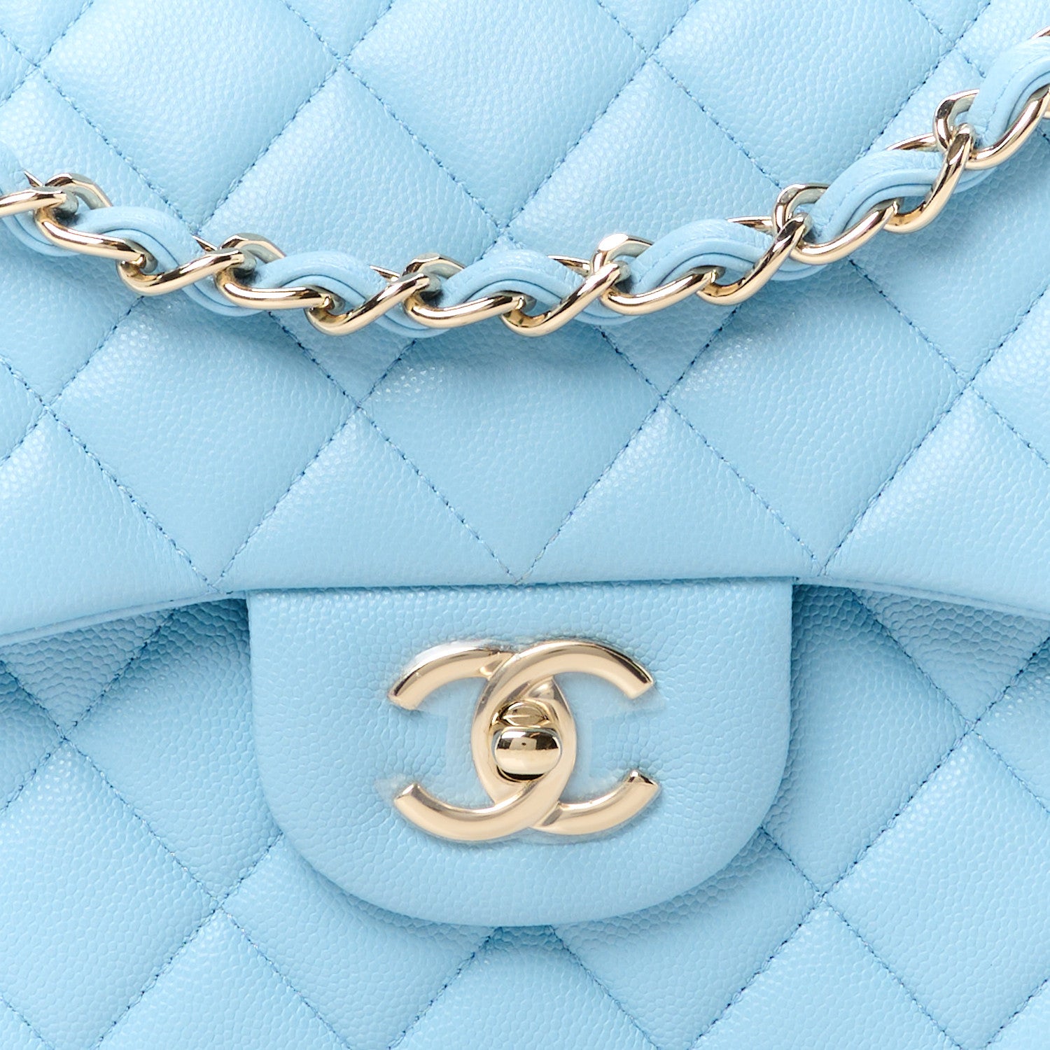 Chanel Caviar Quilted Jumbo Double Flap Light Blue 9 of 12