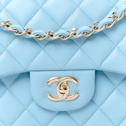 Chanel Caviar Quilted Jumbo Double Flap Light Blue 9 of 12
