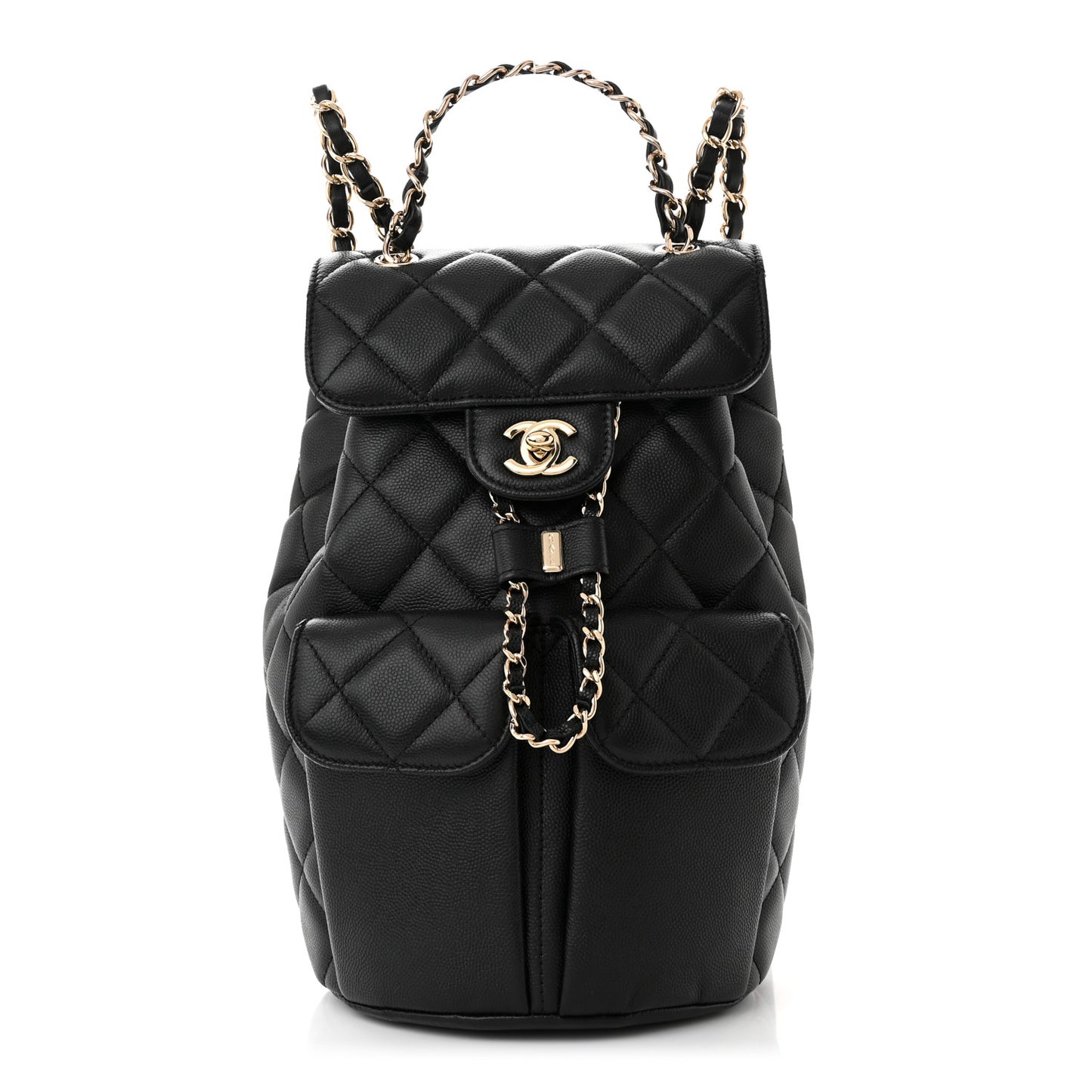 Caviar Quilted Pockets Backpack Black