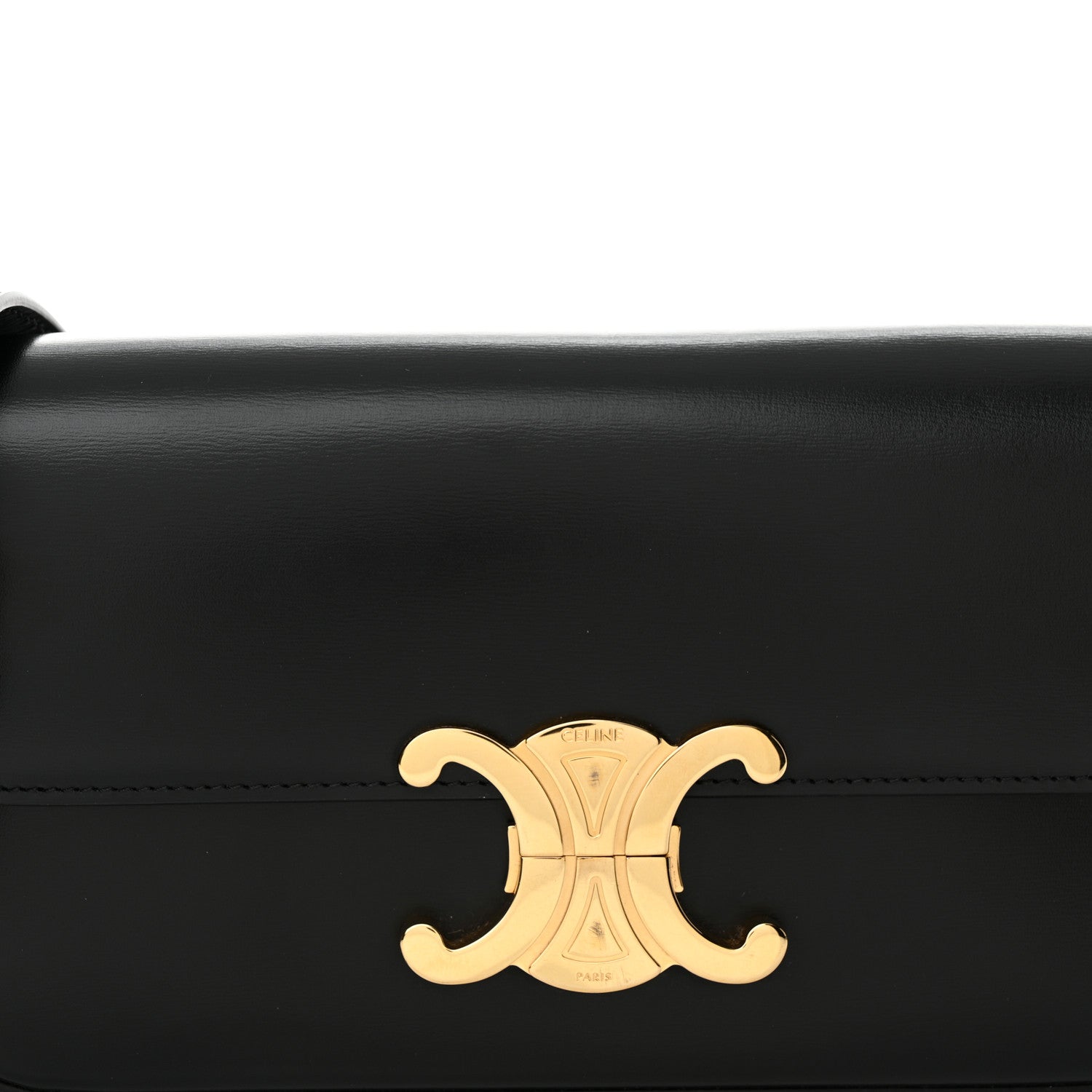 Celine Shiny Calfskin Triomphe Shoulder Bag Black 8 of 12