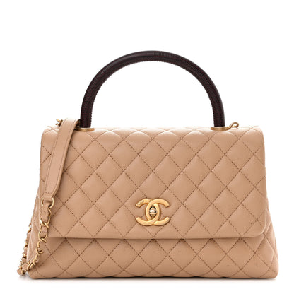 Chanel Caviar Lizard Embossed Quilted Small Coco Handle Flap Beige 1 of 11