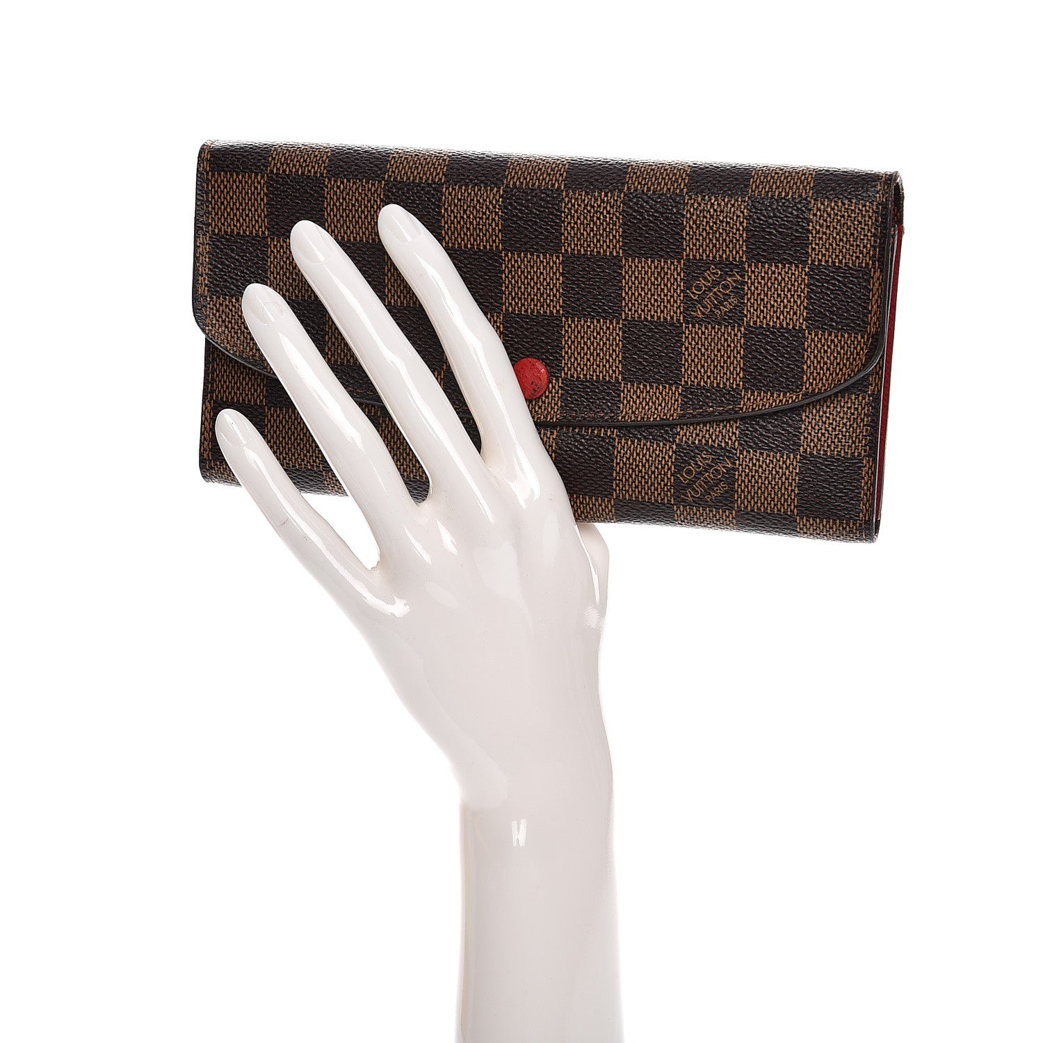 Louis Vuitton Damier Ebene Emilie Wallet Red 2 of 10