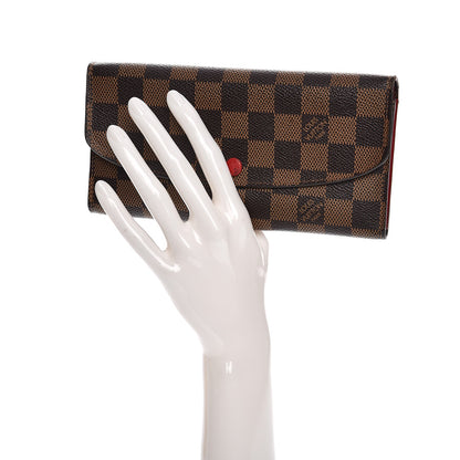 Louis Vuitton Damier Ebene Emilie Wallet Red 2 of 10